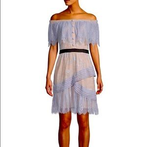 🤩 ALLISON NEW YORK BABY BLUE LACE OFF THE SHOULDER DRESS